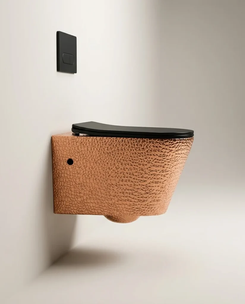 WC suspendu sans bride Crocodile rose gold et noir