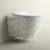 Marble Beyaz Gümüş Kanalsız Asma Klozet