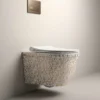 Marble Beyaz Bronz Kanalsız Asma Klozet