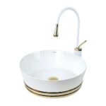 White Gold Countertop Vessel Basin
