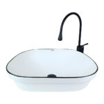 White Black Countertop Vessel Basin