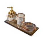 Diamond Beige 4-Piece Glass Accessory Set