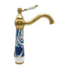 Ebru Blue Gold Tall Basin Mixer