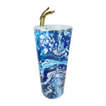 Ebru Blue Gold Monobloc Basin