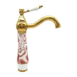 Ebru Pink Gold Tall Basin Mixer