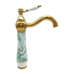 Ebru Green Gold Tall Basin Mixer