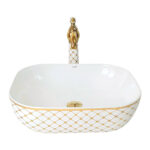 Geometrik White Gold Vessel Basin
