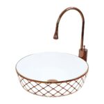 Geometrik White Bronze Vessel Basin