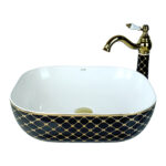 Geometrik Black Gold Vessel Basin