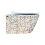 Marble White Bronze Rimless Wall-Hung Toilet