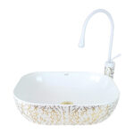 Marble White Gold Vessel Basin