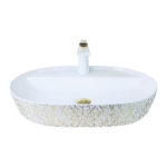 Marble White Gold Vessel Basin