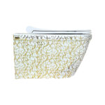 Marble White Gold Rimless Wall-Hung Toilet