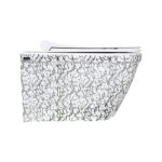 Marble White Silver Rimless Wall-Hung Toilet