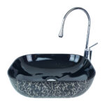 Marble Polished Black Gold Vessel Basin