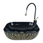 Marble Polished Black Silver Vessel Basin