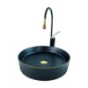 Matte Black Gold Vessel Basin 42 cm