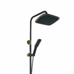 Metro Black Gold Waterfall Overhead Shower Set with Mixer