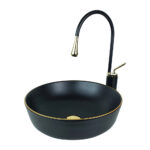 42 cm Black Gold Countertop Vessel Basin