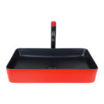Matte Red Black Countertop Vessel Basin