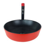 Matte Red Black Oval Countertop Vessel Basin