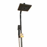 Waterfall Black Gold Overhead Shower Set with Mixer