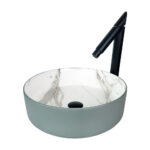 Faralya 40 cm Matte Gray Calacatta Countertop Vessel Basin