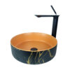 Faralya 40 cm Black Orange Countertop Vessel Basin
