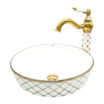 Geometrik White Gold Vessel Basin