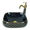 Geometrik Gold Black Vessel Basin