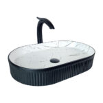 Marmo 58 cm Matte Black Calacatta Countertop Vessel Basin