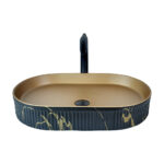 Marmo 58 cm Black Matte Gold Countertop Vessel Basin
