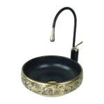 Matte Black Gold Vessel Basin