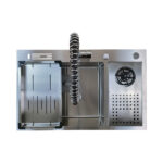 Inox 76x48 Single Bowl Stainless Steel Kitchen Sink with Glass Rinser