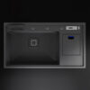 Black 86×49 Single Bowl Stainless Steel Kitchen Sink with Waste Bin