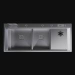 Inox 120x50 Çift Göz Bardak Yıkamalı Paslanmaz Çelik Eviye