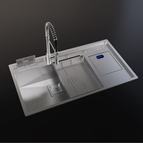Inox 86x49 Tek Göz Çöp Kovalı Paslanmaz Çelik Eviye | KTC-103
