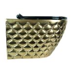Kapitone Dot Matte Gold Rimless Wall-Hung Toilet
