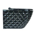 Kapitone Dot Black Gold Rimless Wall-Hung Toilet