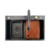 Nano Black 75x45 Stainless Steel Kitchen Sink with Faucet