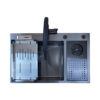 Black 76x48 Single Bowl Stainless Steel Kitchen Sink with Glass Rinser