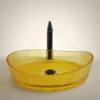 Dekoratif Cam Lavabo Sarı 52 cm