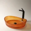Dekoratif Cam Lavabo Kırmızı 52 cm