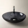 Dekoratif Oval Cam Lavabo Siyah 50 cm