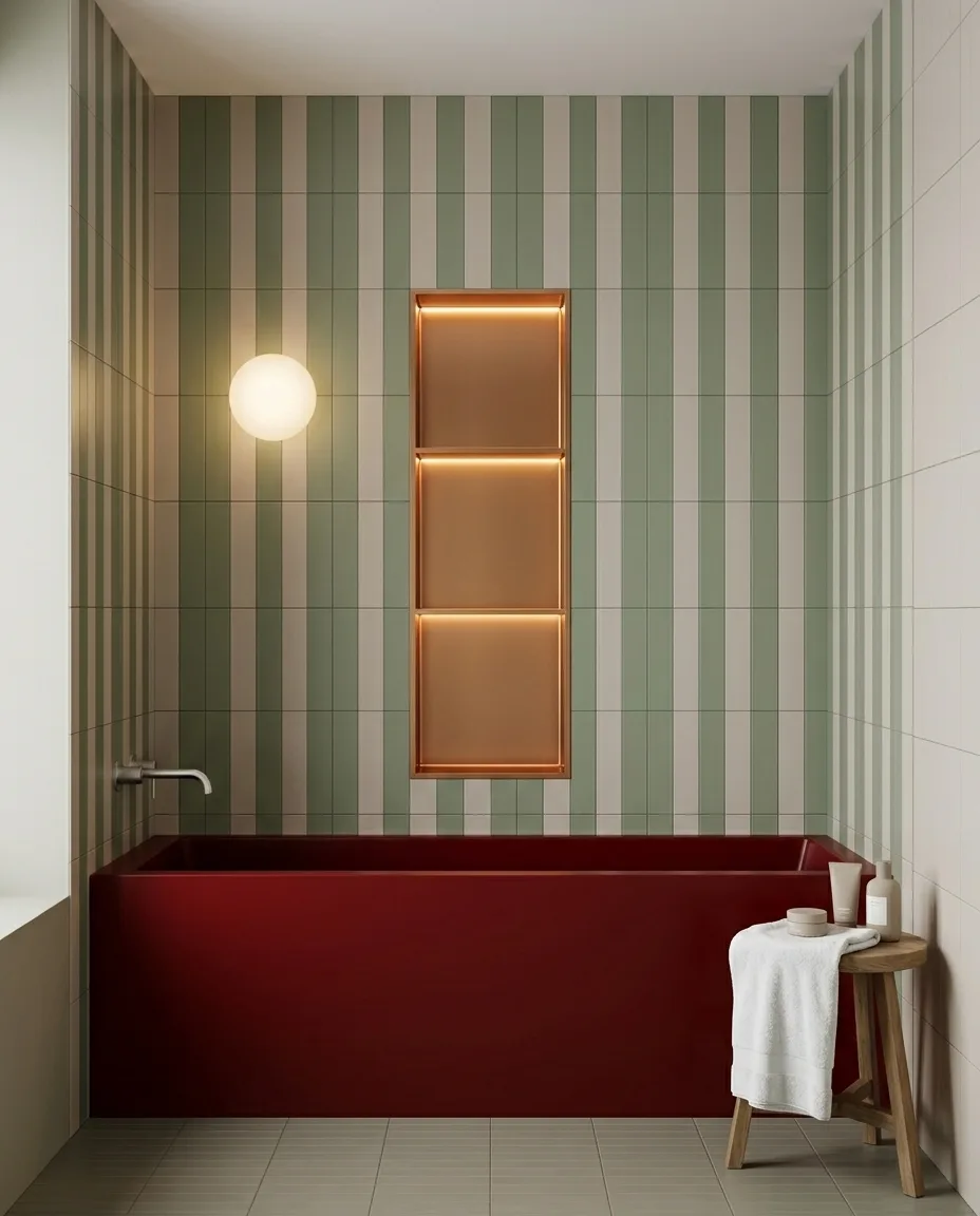 30x90 cm Gömme Paslanmaz Çelik Niş Ledli Rose Gold