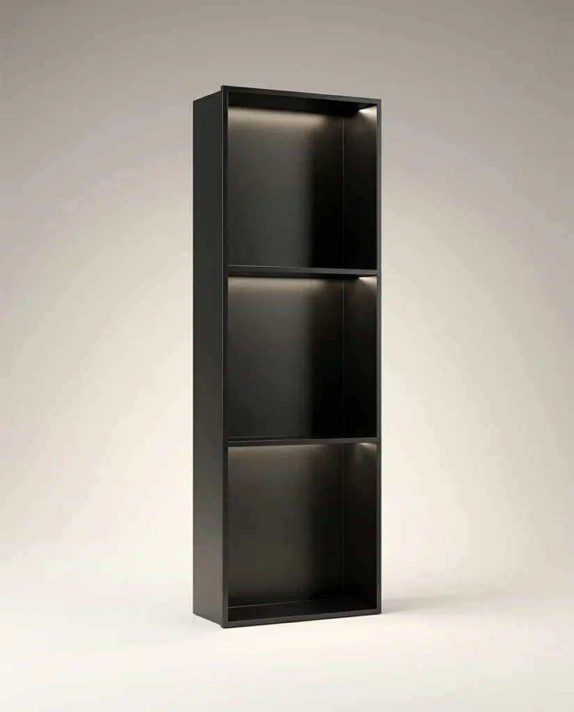 30x90 cm Gömme Paslanmaz Çelik Niş Ledli Siyah