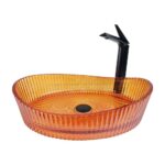 Dekoratif Cam Lavabo Kırmızı 52 cm