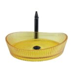 Dekoratif Cam Lavabo Sarı 52 cm