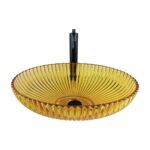 Dekoratif Oval Cam Lavabo Sarı 50 cm