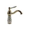 Geometrik Beyaz Altın Lavabo Bataryası